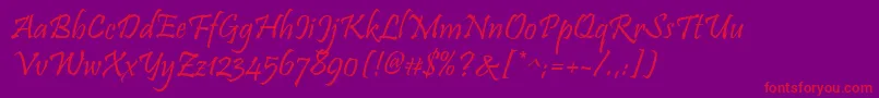 Pristina Font – Red Fonts on Purple Background