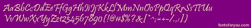 Pristina-Schriftart – Gelbe Schriften auf violettem Hintergrund