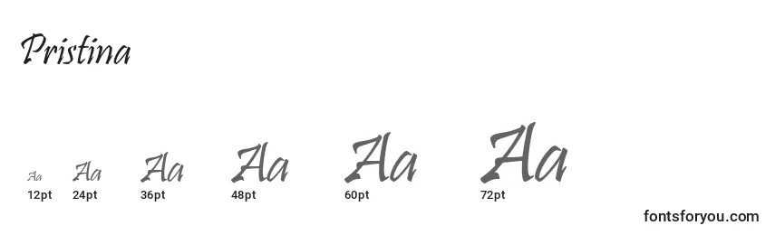 Размеры шрифта Pristina