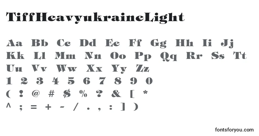 A fonte TiffHeavyukraineLight – alfabeto, números, caracteres especiais