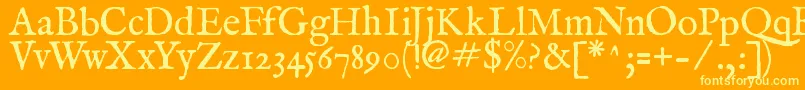 Feenrm2-Schriftart – Gelbe Schriften auf orangefarbenem Hintergrund