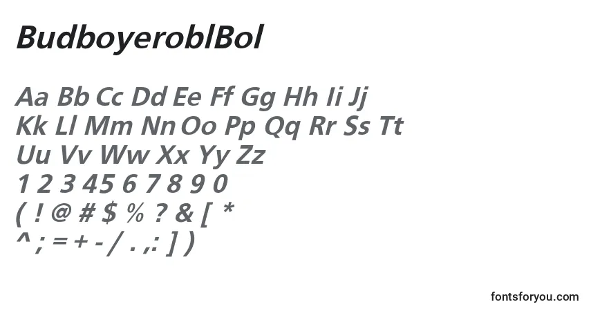 Schriftart BudboyeroblBol – Alphabet, Zahlen, spezielle Symbole