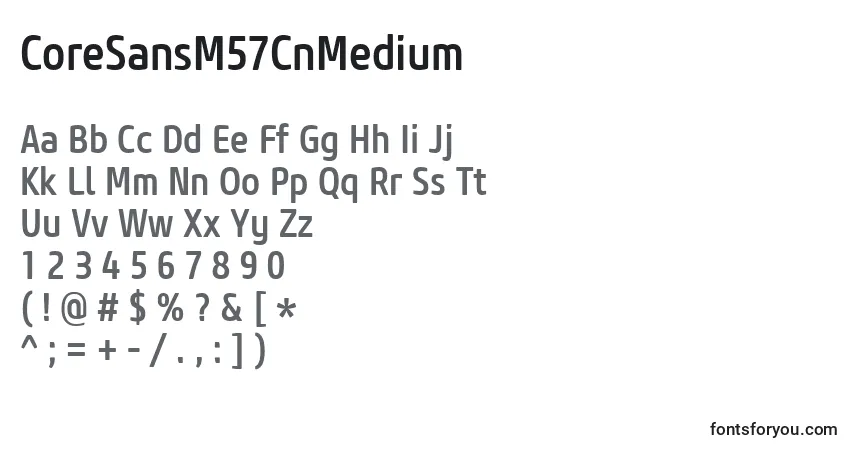 Schriftart CoreSansM57CnMedium – Alphabet, Zahlen, spezielle Symbole