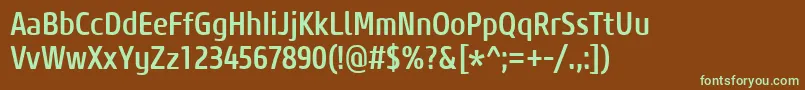 Czcionka CoreSansM57CnMedium – zielone czcionki na brązowym tle
