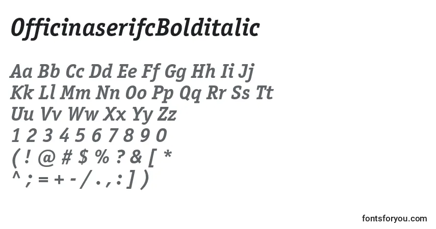 Шрифт OfficinaserifcBolditalic – алфавит, цифры, специальные символы