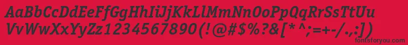 フォントOfficinaserifcBolditalic – 赤い背景に黒い文字