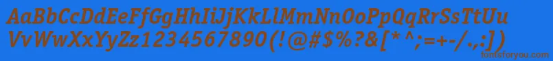 Шрифт OfficinaserifcBolditalic – коричневые шрифты на синем фоне