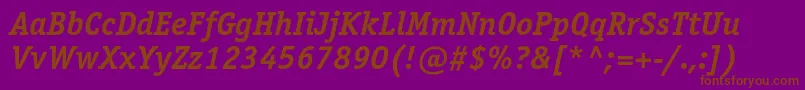 Шрифт OfficinaserifcBolditalic – коричневые шрифты на фиолетовом фоне