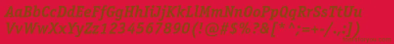 フォントOfficinaserifcBolditalic – 赤い背景に茶色の文字