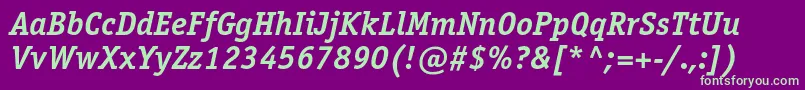 OfficinaserifcBolditalic Font – Green Fonts on Purple Background