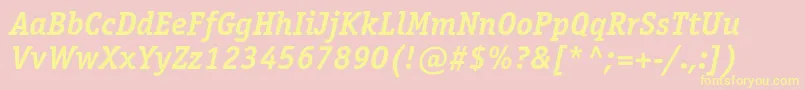 OfficinaserifcBolditalic Font – Yellow Fonts on Pink Background