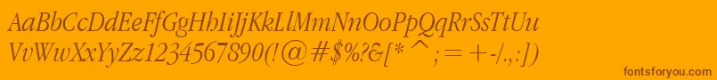 AppleGaramondLightItalic Font – Brown Fonts on Orange Background