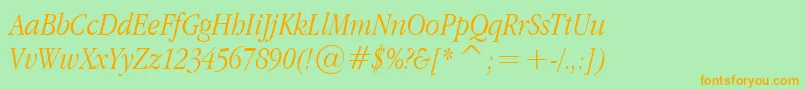 AppleGaramondLightItalic Font – Orange Fonts on Green Background