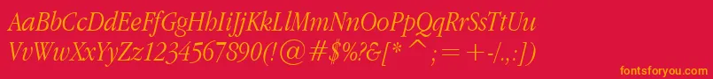 AppleGaramondLightItalic Font – Orange Fonts on Red Background