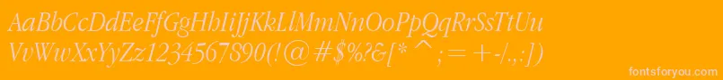 フォントAppleGaramondLightItalic – オレンジの背景にピンクのフォント