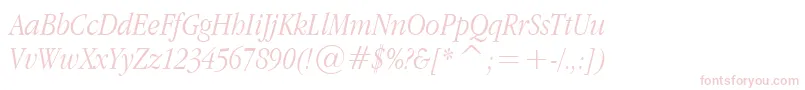 フォントAppleGaramondLightItalic – 白い背景にピンクのフォント