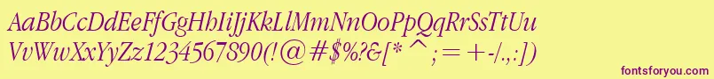 Шрифт AppleGaramondLightItalic – фиолетовые шрифты на жёлтом фоне