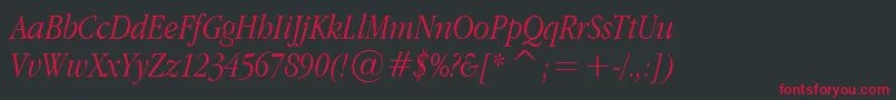 AppleGaramondLightItalic Font – Red Fonts on Black Background