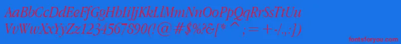 AppleGaramondLightItalic Font – Red Fonts on Blue Background