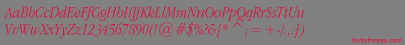 AppleGaramondLightItalic Font – Red Fonts on Gray Background