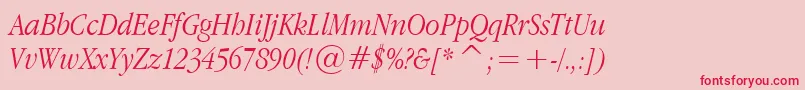 AppleGaramondLightItalic Font – Red Fonts on Pink Background