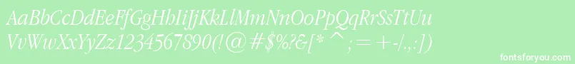 AppleGaramondLightItalic Font – White Fonts on Green Background