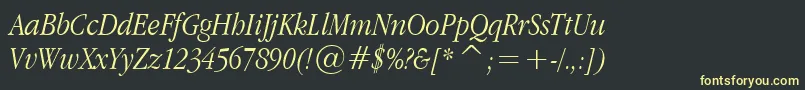 フォントAppleGaramondLightItalic – 黒い背景に黄色の文字