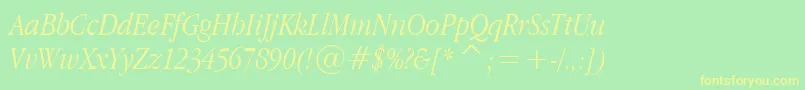 AppleGaramondLightItalic Font – Yellow Fonts on Green Background