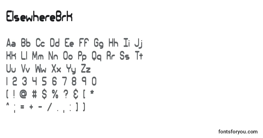 A fonte ElsewhereBrk – alfabeto, números, caracteres especiais
