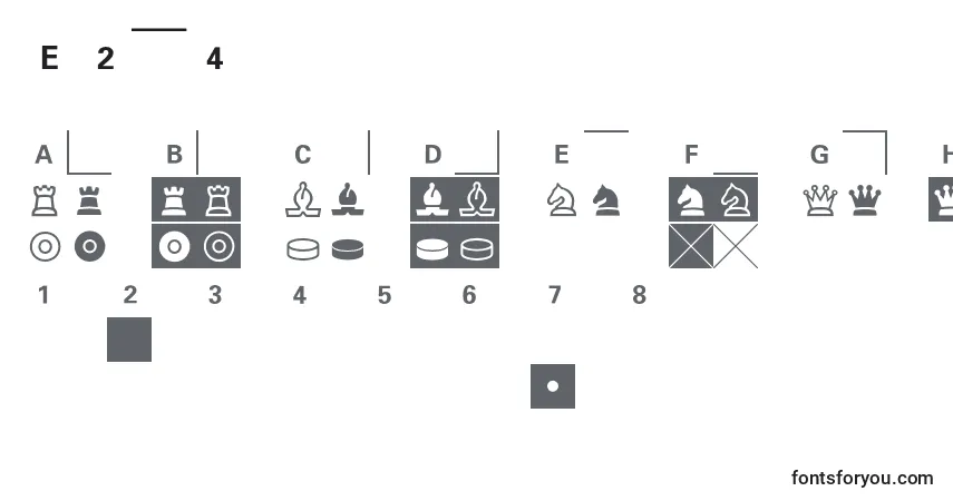 Schriftart E2e4 – Alphabet, Zahlen, spezielle Symbole