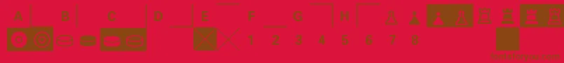 Weitere Informationen zur E2e4-Schriftart E2e4-Schriftart – Braune Schriften auf rotem Hintergrund