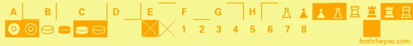 Więcej informacji o czcionce E2e4 Czcionka E2e4 – pomarańczowe czcionki na żółtym tle