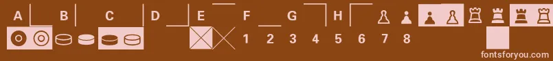 E2e4-fontti – vaaleanpunaiset fontit ruskealla taustalla