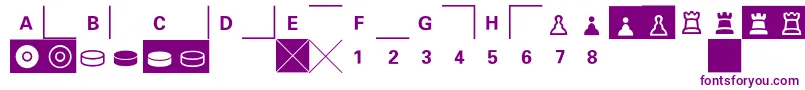E2e4-Schriftart – Violette Schriften auf weißem Hintergrund