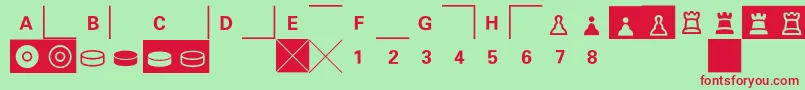 E2e4-fontti – punaiset fontit vihreällä taustalla