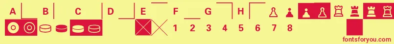 E2e4-fontti – punaiset fontit keltaisella taustalla