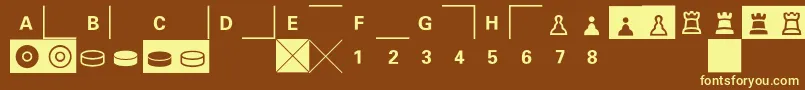 E2e4-fontti – keltaiset fontit ruskealla taustalla