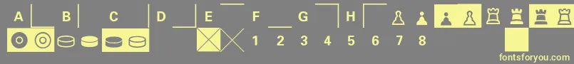 E2e4-fontti – keltaiset fontit harmaalla taustalla