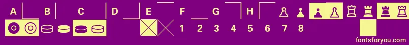 E2e4-fontti – keltaiset fontit violetilla taustalla