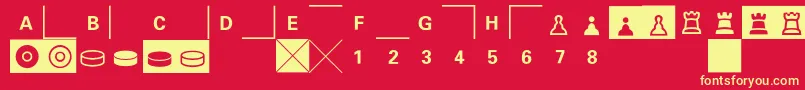 E2e4-fontti – keltaiset fontit punaisella taustalla