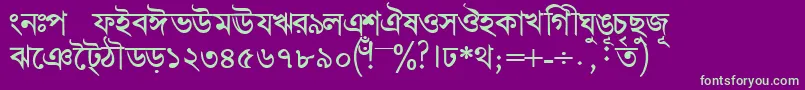 フォントBengalidhakasskBold – 紫の背景に緑のフォント