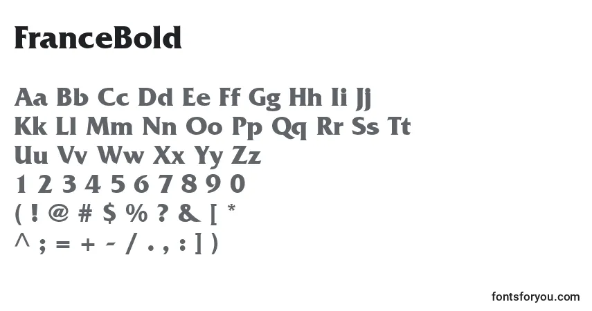 Schriftart FranceBold – Alphabet, Zahlen, spezielle Symbole