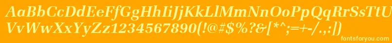 Fonte MarseilleBolditalic – fontes amarelas em um fundo laranja