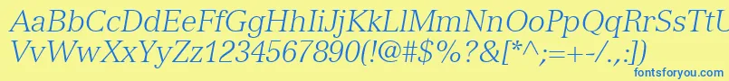 NuanceLightSsiLightItalic Font – Blue Fonts on Yellow Background