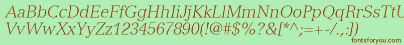 NuanceLightSsiLightItalic Font – Brown Fonts on Green Background