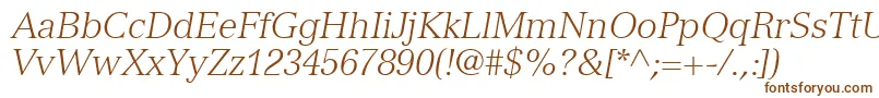 NuanceLightSsiLightItalic-Schriftart – Braune Schriften auf weißem Hintergrund