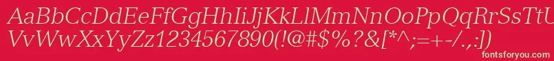 NuanceLightSsiLightItalic Font – Green Fonts on Red Background