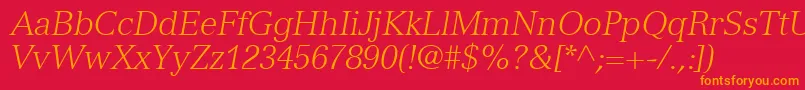 NuanceLightSsiLightItalic Font – Orange Fonts on Red Background