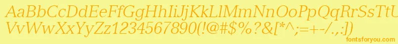 NuanceLightSsiLightItalic Font – Orange Fonts on Yellow Background