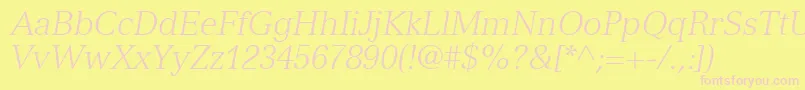 NuanceLightSsiLightItalic-Schriftart – Rosa Schriften auf gelbem Hintergrund
